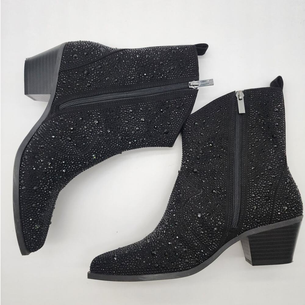 Jessica Simpson Womens Size 9.5 Oviedo Black Rhinestone Western Booties - Picture 8 of 10